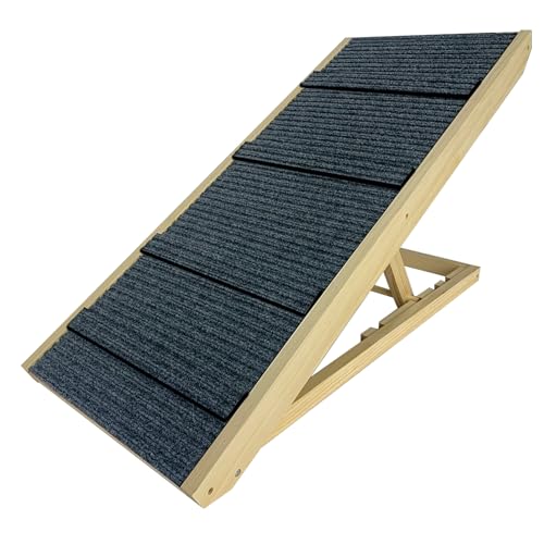 YUENFONG Hunderampe Haustiertreppe Auto Klappbar mit Anti-rutsch & Holz rutschfeste Katzentreppe Tiertreppe aus Kiefernholz bis zu 100kg Hundeleiter für Katzen Balkon Sofa, Typ A von YUENFONG