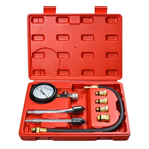 YUENFONG Kompressionsmesser KFZ Auto Motorrad Kompressions Tester Kompressionsprüfer Benzinmotor 0-20 bar oder 0-300 psi Verdichtungsmesser inkl. Koffer von YUENFONG