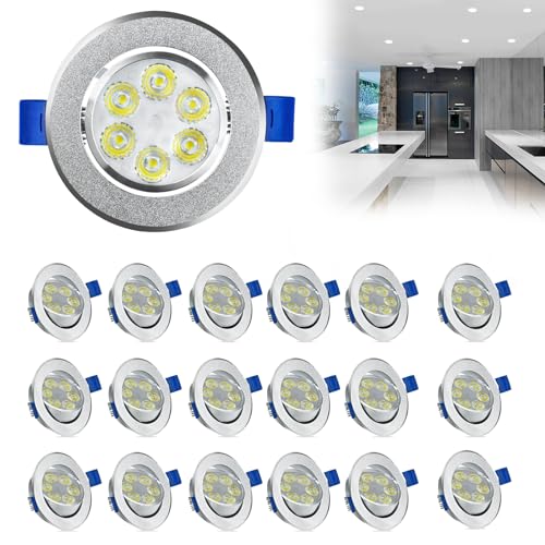 YUENFONG LED Einbaustrahler 20X3W Flach Einbauleuchte Spot Strahler Deckenstrahler, Badleuchte Einbauspot für Wohnzimmer Schlafzimmer und Küche (20er Set, Kaltweiß) von YUENFONG