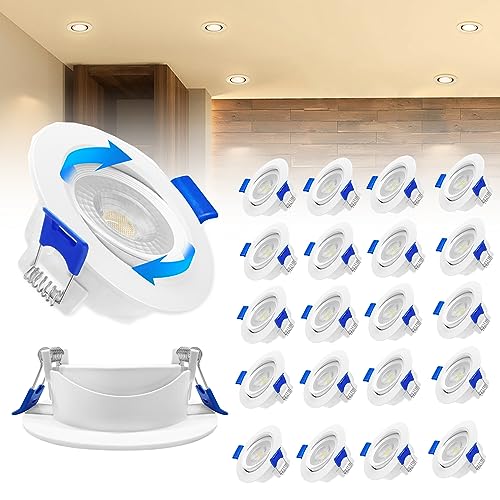 YUENFONG 5W LED Einbaustrahler Deckenleuchte 20er Set, LED Deckenspot Warmweiß Spotsleuchte flach Einbauleuchten, IP21 Deckenstrahler für Wohnzimmer Küche Schlafzimmer von YUENFONG