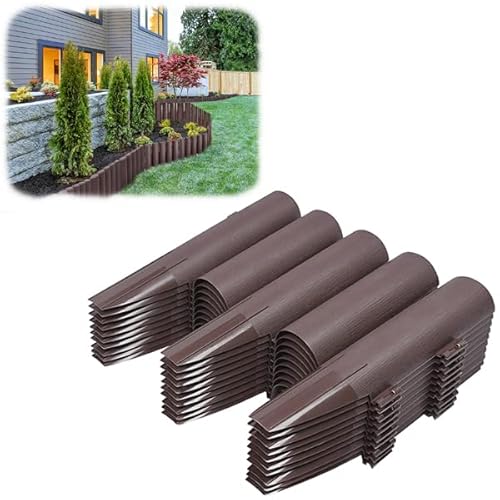 YUENFONG Rasenkante Kunststoff, 5,6m Holz Optik Beeteinfassungen Beetumrandung, 20 Stück Mähkante Gartenzaun Palisaden für Garten Balkon Blumenbeet, Braun YUENFONG Rasenkante Kunststoff, 5,6m Holz Optik Beeteinfassungen Beetumrandung, 20 Stück Mähkante Gartenzaun Palisaden für Garten Balkon Blumenbeet, Braun von YUENFONG
