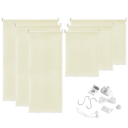 YUENFONG Senkrechtmarkise Außenrollo Vertikalmarkise Rollo Balkonrollo Sichtschutz Sonnenschutz für Außen, Balkon, Garten, 100 x 140 cm, Beige von YUENFONG