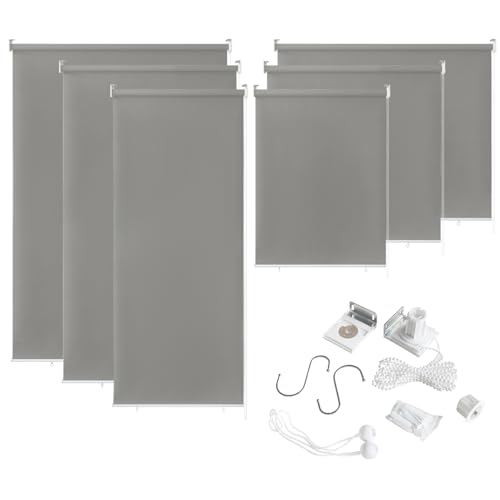 YUENFONG Senkrechtmarkise Außenrollo Vertikalmarkise Rollo Balkonrollo Sichtschutz Sonnenschutz für Außen, Balkon, Garten, 100 x 240 cm, Grau von YUENFONG