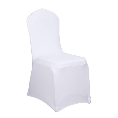 YUENFONG Stuhlhussen Stretch Stretchhusse 100 x Universell Stuhlüberzug Stuhl Husse Stuhlbezug für Hochzeit Taufe Geburtstagsfeier Dekoration Feiern Haus, Weiß von YUENFONG