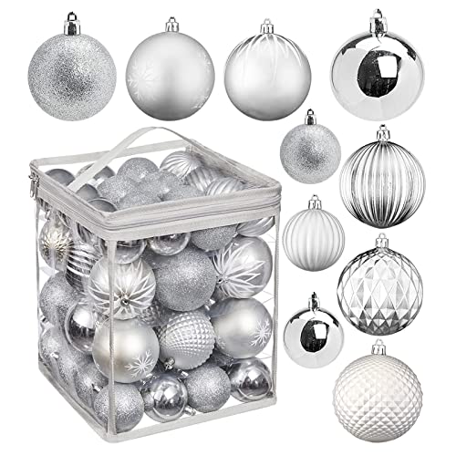 YUENFONG Weihnachtskugeln für Weihnachtsbaum, Weihnachtsdekoration Kugeln Bastelset Weihnachtsbaumschmuck Kugeln für Weihnachten Neujahrsfeier Hochzeitsfeier (Silber) von YUENFONG