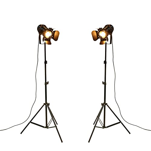 YUENSLIGHTING Industrielle schwarze Stativ-Stehlampe Standleuchten, 5 m Kabel mit Schalter Stehlampe Stativ Schwanenhals für Wohnzimmer Schlafzimmer Büro Bar Beleuchtung (2er Pack) von YUENSLIGHTING