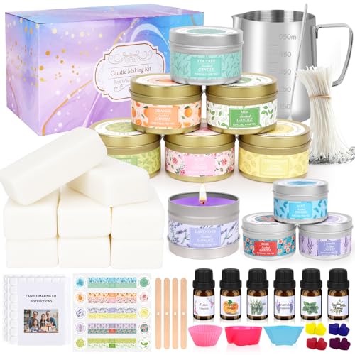 YUEONEWIN Kerzen Selber Machen Set, DIY Kerzenherstellung Kit für Erwachsene Anfänger, DIY Duftkerze Geschenke Set mit Sojawachs, Ätherische Öle, Kerzen Gießen Geschenke für Frauen Männer YUEONEWIN Kerzen Selber Machen Set, DIY Kerzenherstellung Kit für Erwachsene Anfänger, DIY Duftkerze Geschenke Set mit Sojawachs, Ätherische Öle, Kerzen Gießen Geschenke für Frauen Männer von YUEONEWIN