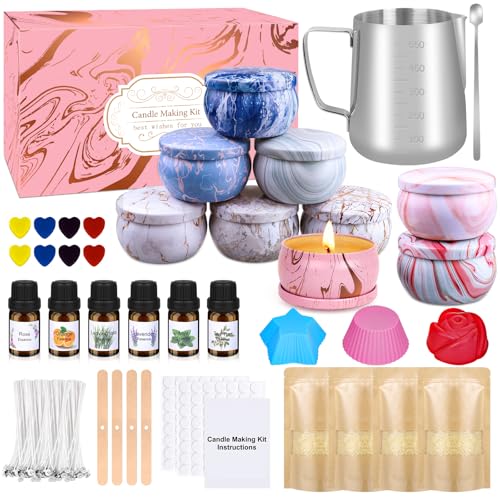Kerzen Selber Machen Set, Kerzenherstellung Kit für Erwachsene und Kinder, Duftkerze Geschenke Mit Sojawachs, Ätherisches Öl, Zubehör für Kerzenanfänger von YUEONEWIN