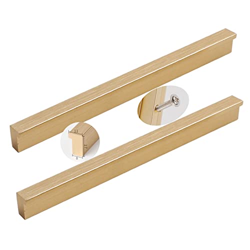 2 Stück Möbelgriff L Form Schrankgriffe Gold Profilgriff Aluminiumlegierung SchubladenKnöpfe Türgriff Zugknöpfe für Schlafzimmer Küche Kleiderschrank,Mit Schrauben (Hole distance 416mm) von YUESHEN888