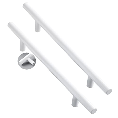2 Stück Möbelgriff Weiß Schrank ziehen T Profilgriff Aluminiumlegierung SchubladenKnöpfe Türgriffe Zugknöpfe für Schlafzimmer Kleiderschrank Kommode Kabinett Griffe (Hole distance 352mm) von YUESHEN888