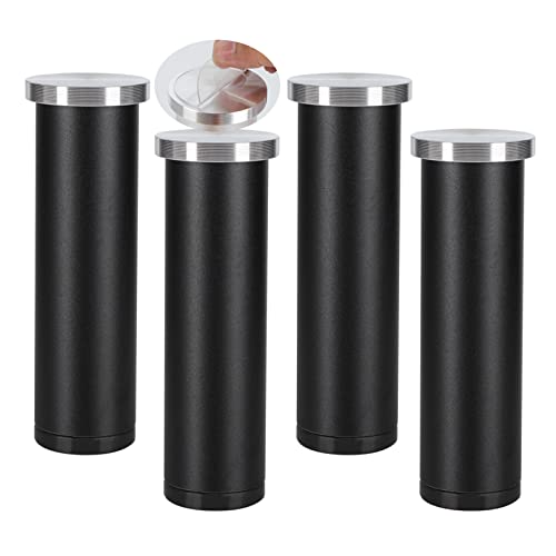 4 Stück Möbelfüße Metall Kein Stanzen Couchtischbeine aus Glas Tischbeine möbelfüsse einstellbar Aluminiumlegierung Paste Stützbeine Badezimmerschrank TV-Schrank Füße (10cm,schwarz schleifen) von YUESHEN888