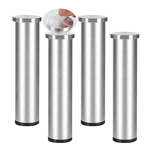 4 Stück Möbelfüße Metall Kein Stanzen Couchtischbeine aus Glas Tischbeine möbelfüsse einstellbar Aluminiumlegierung Paste Stützbeine Badezimmerschrank TV-Schrank Füße (20cm,Silber schleifen) von YUESHEN888