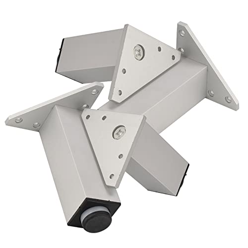 4 Stück Möbelfuss Silber Möbelfüße einstellbar Schrankfüße Metallmöbel Verstellbare Möbelbeine Aluminiumlegierung Sofa Füße Bettbeine Dreieck-Montageplatte,Tisch beine (6cm) von YUESHEN888