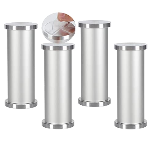 YUESHEN888 Möbelfüsse einstellbar Möbelfüße Metall Kein Stanzen Couchtischbeine aus Glas Tischbeine Aluminiumfarbe Aluminiumlegierung Paste Stützbeine Badezimmerschrank TV-Schrank Füße,4 Stück (10cm) von YUESHEN888