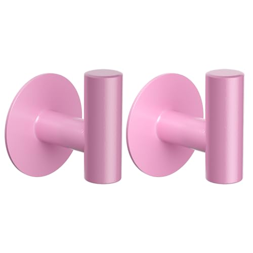 YUET 2 Stück Handtuchhaken Haken Selbstklebend Bad und Küche Handtuchhalter Bademantel Kleiderhaken Ohne Bohren SUS 304 Edelstahl Klebehaken für Haus, Bad, Büro (Rosa) von YUET