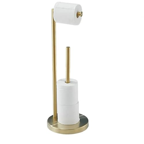 YUET Edelstahl Klopapierhalter Stehend, Toilettenpapierhalter Freistehender, Bodenstehender Toilettenpapierspender mit Aufbewahrung, Spender für 5 Toilettenpapierrollen (Gold) von YUET