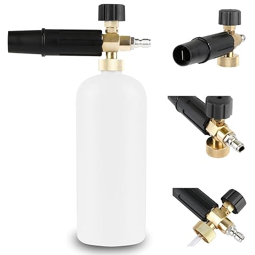 YUET Schneeschaum Lanze Hochdruckreiniger Schaumkanone, 1L Einstellbare Seifenspender Flasche Düse Schaumlanze für 1/4" Schnellverschluss Zubehör Autowaschanlage YUET Schneeschaum Lanze Hochdruckreiniger Schaumkanone, 1L Einstellbare Seifenspender Flasche Düse Schaumlanze für 1/4" Schnellverschluss Zubehör Autowaschanlage von YUET