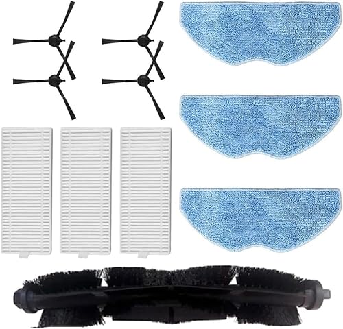 YUETTYY 11/17 Stück Hauptrollenbürste HEPA-Filter Mopptücher Seitenbürsten Ersatzteil für Medion X10 SW Roboter-Staubsauger-Zubehör (11 Stück) von YUETTYY
