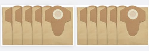 YUETTYY 5/10 Stück Nass- und Trockensaugerbeutel, 20 l Papierstaubsammlung, Ersatzbeutel für Einhell BT-VC 1250S 1250 TVC 18/20 Li S-Solo Staubsaugerzubehör (10 Stück) von YUETTYY