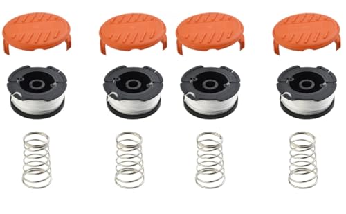YUETTYY Ersatz-Rasentrimmer-Spulenschnur + Spulenabdeckkappen-Set für Black & Decker BST2018 BDST182ST1 BESTE625 GL340 GL530, Auto-Feed Trimmerspule (4 Set) von YUETTYY