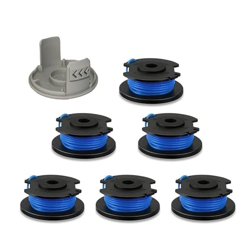 YUETTYY Ersatz-Trimmerspule und Spulenabdeckung für Ryobi One+ AC14RL3A für Ryobi 18 V, 24 V und 40 V schnurlose Trimmer, 18 m/0,065 Zoll Autofeed-Spulen (6 Spulen + 1 Kappe), 7 Stück von YUETTYY