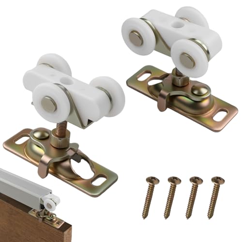 2 Stück 3/4-Zoll-Taschentürrollen, Schiebetür-Räder, Ersatz mit Aufhänger oben für Johnson-Teil-Hardware-Kit, 3-Räder, Nylon-Kugellager-Räder, Schiebetür-Hardware-Kits von YUEWEESER