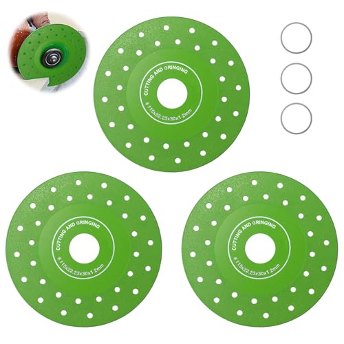 Diamant-Schleifscheibe, 115 x 22,23 mm, mehrporig, flache Glas-Trennscheibe für Winkelschleifer, Fliesen, Glas, Marmor, Granit, Winkelschleifer und Diamantsägeblätter, 3 Stück von YUEWEESER
