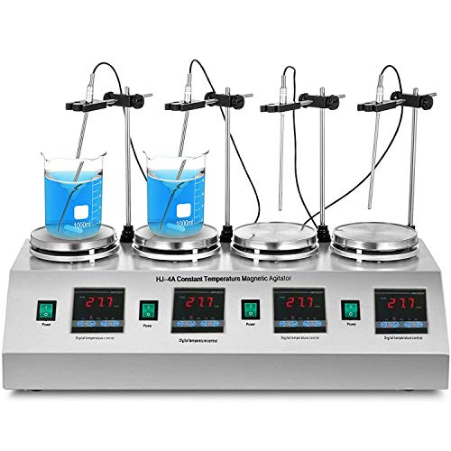 Magnetrührer Mit Heizplatte Labor Magnetrührer Heizplatte 0~2400 RPM Magnetmischer Mixer Heizung Kontrolle Digitalanzeige Rührart (4 Unit Plate) von YUEWO