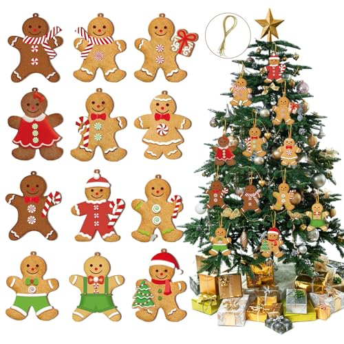 Lebkuchen Weihnachtsbaumschmuck, 24 Stück Weihnachten Dekoration, Christbaumschmuck, Ornamentes, Weihnachts Schmuck, Christmas Deko Lebkuchen Weihnachtsbaumschmuck, 24 Stück Weihnachten Dekoration, Christbaumschmuck, Ornamentes, Weihnachts Schmuck, Christmas Deko von YUEXNKO
