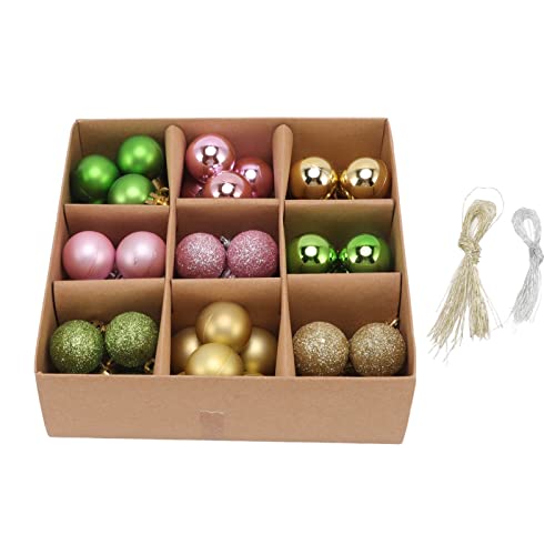 YUEYASHUX 54 PCs 3cm Weihnachtsbaumkugeln Plastik Hänge Ball Home Home Christmas Party Dekoration Neujahr (Rosa grün golden) von YUEYASHUX