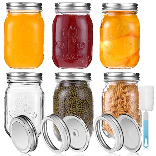 YUEYEE Meal Prep Gläser 6er Einmachglas 450ml aus Klarglas Einmachgläser mit Schraubdeckel für Hausgemachte Marmelade Gelee Getreide mit Ersatzdeckel Overnight Oats Gläser Meal Prep Boxen von YUEYEE