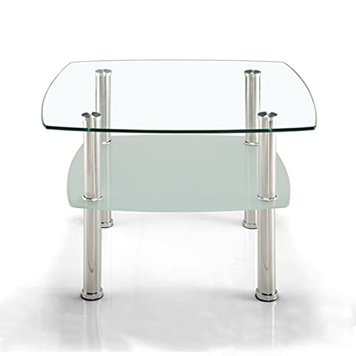 YUEYOULII Coffee Table Beistelltisch, runder Nachttisch, multifunktionaler 2-lagiger Kleiner Tisch, Glas-Couchtisch, Sofa-Beistelltisch Tisch, Beistelltisch (Color : A) von YUEYOULII