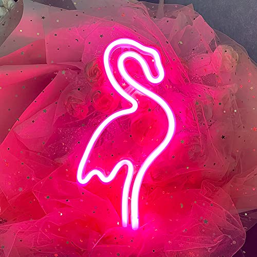 Flamingo Leuchtreklame Neon Light Sign USB/Batteriebetriebene Neon Wandleuchte Dekor für Kinderzimmer Neon-Nachtlicht LED-Neon-Wand-Kunst-Flamingo Licht für Party Weihnachtsbar von YUEYYNS