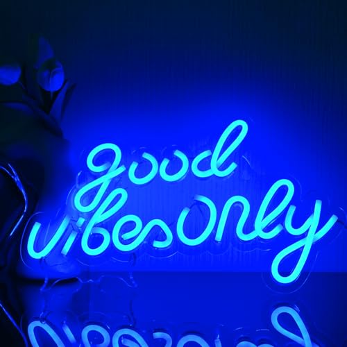 YUEYYNS Neon Sign Good Vibes Only LED Good Signs Neonlicht Zeichen Acryl Neon Sign USB Betriebene LED Schriftzug Schild Deko Neon Light für Schlafzimmer, Wand, Bar, Party von YUEYYNS