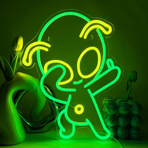 YUEYYNS Alien LED Neonlicht Gelbgrün Led Neon Schild Alien Light Sign Neon Wand Dekor Schild USB Neon Lights Sign für Zuhause, Spielzimmer, Schlafzimmer, Bar, Party YUEYYNS Alien LED Neonlicht Gelbgrün Led Neon Schild Alien Light Sign Neon Wand Dekor Schild USB Neon Lights Sign für Zuhause, Spielzimmer, Schlafzimmer, Bar, Party von YUEYYNS