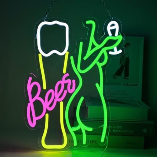 YUEYYNS Beer Neon Schild Bar Neon Licht Frauenkörper Neon Lichter LED Weinglas Leuchtreklame USB Powered Buchstaben Neonschild für Bar Club Nachtclub Store Party Sign Dekor von YUEYYNS