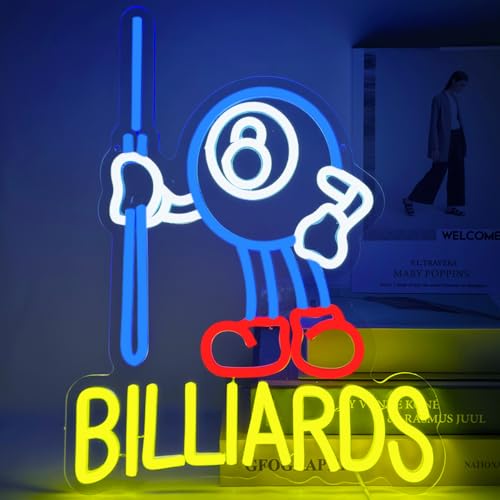 YUEYYNS Billard Neonschild Led Billard Neon Sign Wand Led Neon Sign USB Buntes Led Neonlicht für Billardzimmer Jungen Spielzimmer Wohnzimmer Wanddekoration Geschenke von YUEYYNS