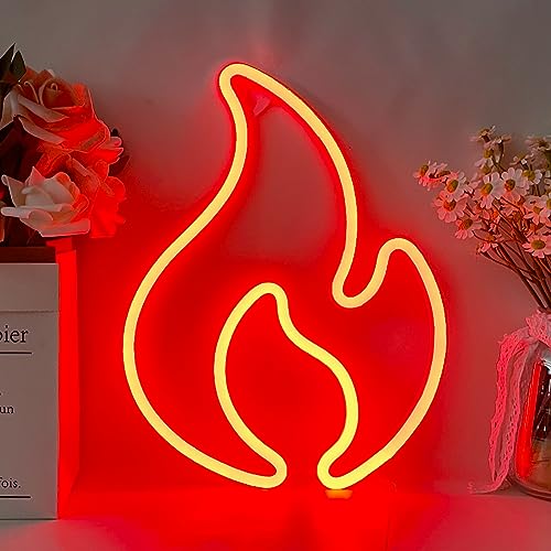 YUEYYNS Flamme Neon Schilder LED Neon Wandschilder Rote Neonlichter LED Zeichen Aufleuchten Feuer Neon Nachtlicht von YUEYYNS