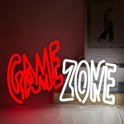 YUEYYNS Game Zone Neon Schild Game LED Neonschilder Gamer LED Neonlicht USB Brief Rot Weiß Leuchtreklame für Spielraum, Spiel Zone, Mann Höhle, Geschenke für Gamer, Jungen YUEYYNS Game Zone Neon Schild Game LED Neonschilder Gamer LED Neonlicht USB Brief Rot Weiß Leuchtreklame für Spielraum, Spiel Zone, Mann Höhle, Geschenke für Gamer, Jungen von YUEYYNS