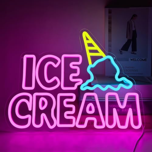 YUEYYNS LED Neon Sign Eis Neonlicht USB Buchstaben Neonlichter 42x32 cm Acryl Neon Schild Wandmontage Dekoration für Bars, Partys, Schaufenster und Geschäfte von YUEYYNS