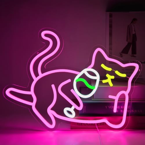 YUEYYNS Katze Led Neon Schild Bier Katze Neon Lichter Tier Neon Schild USB Power Neon Sign Beer Cat Leuchtreklame für Resturant Wohnzimmer Schlafzimmer Küche Bier Bar Party Home Store Geschenke von YUEYYNS
