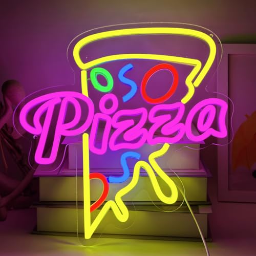 YUEYYNS Pizza Leuchtreklame Buntes Led Neon Schild Pizza Neon Signs for Wall USB LED Neonschilder für Pizza Laden Schlafzimmer Restaurant Küche Party Dekoration von YUEYYNS