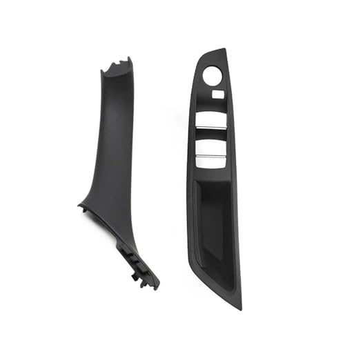 YUEYZHK Auto Vorne Hinten Innen Tür Pull Griff Abdeckung Trim Für BMW 5 Series F10/F18 2010-2017 528 530(RHD Black 2pcs) von YUEYZHK
