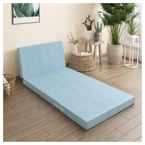 YUEZHONG Faltbare Matratze for Twin-Size, 4-Zoll-Faltmatratze Mit Zusammenklappbarem Und Waschbarem Bezug, Multifunktionale Bodenmatratze, Reise- Und Gästematte(Light Blue,80x200cm/31x79in) von YUEZHONG