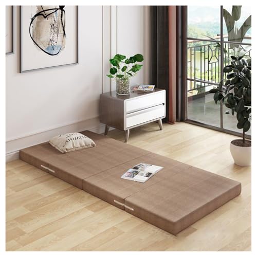 YUEZHONG Faltbare Matratze for Twin-Size, 4-Zoll-Faltmatratze Mit Zusammenklappbarem Und Waschbarem Bezug, Multifunktionale Bodenmatratze, Reise- Und Gästematte(Light Brown,120x200cm/47x79in) von YUEZHONG