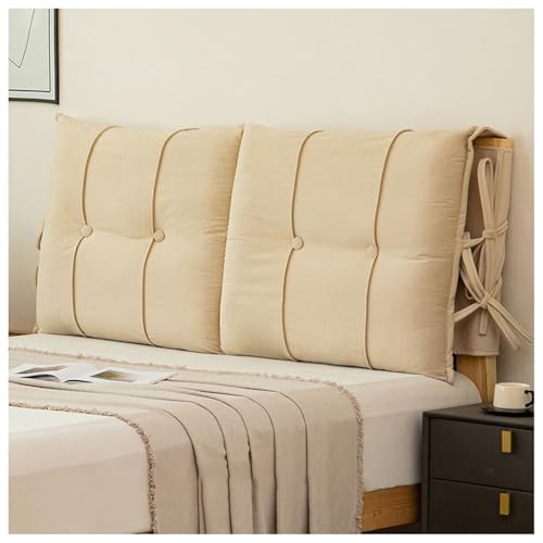 YUEZHONG Gepolsterter Kopfteilbezug, Gepolstertes Kopfteilkissen, Bettkopfkissen for Metallkopfteil, for Aufsitzen Im Bett for Lesen Oder Ausruhen(Cream,90x80x10cm/35x31x4in) von YUEZHONG