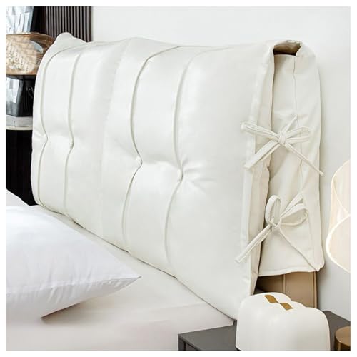 YUEZHONG Verdickter, gepolsterter Kopfteilbezug, wasserdichtes Kopfteilkissen aus PU-Leder, Lesestützpolster, staubdichter Schutzbezug for das Schlafzimmer(Cream,150x80x10cm/59x31x4in) von YUEZHONG
