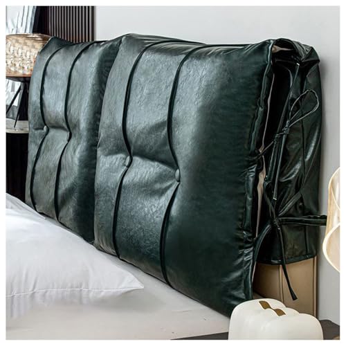 YUEZHONG Verdickter, gepolsterter Kopfteilbezug, wasserdichtes Kopfteilkissen aus PU-Leder, Lesestützpolster, staubdichter Schutzbezug for das Schlafzimmer(Green,90x80x10cm/35x31x4in) von YUEZHONG