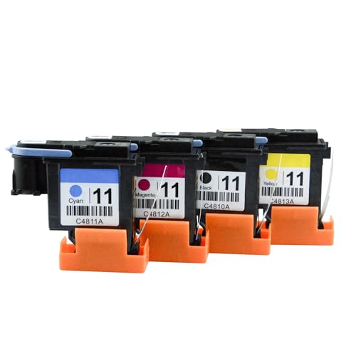 YUEZUYIOU HP11 hp11 Kompatibel for Druckkopf Designjet 70 100 110 500 510 500PS C4810A C4811A C4812A C4813A(1Set - 4 Pcs) von YUEZUYIOU
