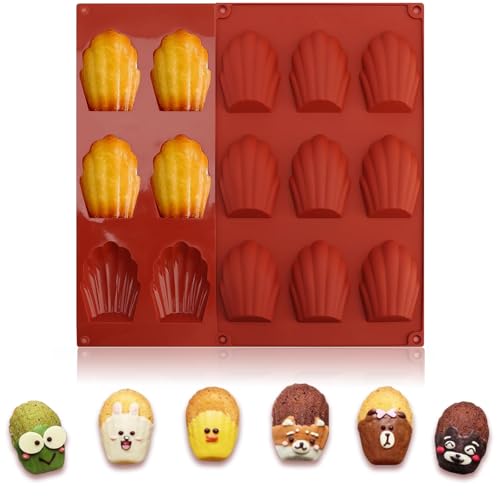 YUEnAttente 2 Pieces Mini Madeleine Baking Moulds, 9 Cavities Antihaft Einfache Freigabe Madeleine form, Bärentatzen Backform für Madeleines Süßwaren Kekse Pudding (Braun) YUEnAttente 2 Pieces Mini Madeleine Baking Moulds, 9 Cavities Antihaft Einfache Freigabe Madeleine form, Bärentatzen Backform für Madeleines Süßwaren Kekse Pudding (Braun) von YUEnAttente